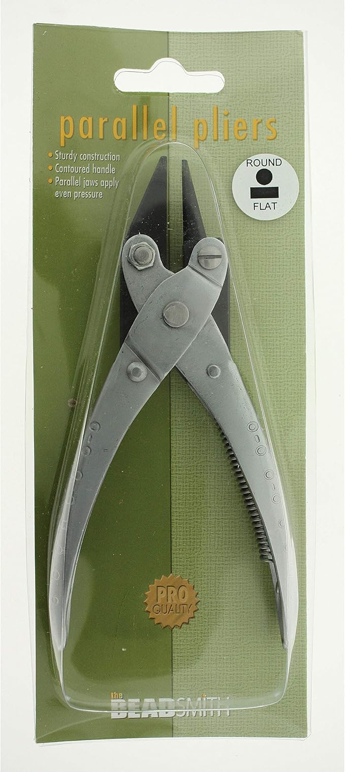 The Beadsmith Round/Flat Nose Parallel Pliers, 5.5 inches (140mm) Steel Tool for Jewelry Making, with Spring