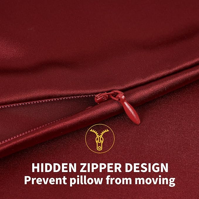 ZIMASILK 100% Pure Mulberry Silk Pillowcase for Hair and Skin Health,Soft and Smooth,Both Sides Premium Grade 6A Silk,600 Thread Count,with Hidden Zipper,1pc (King 20''x36'',Burgundy)