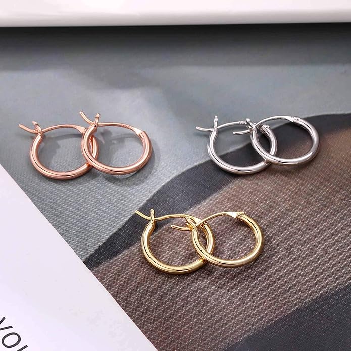 M MOOHAM 14K-Gold-Plated Hoop Earrings for Women - Hypoallergenic 14K Gold 925 Sterling silver-plated Post Sensitive Ears Nickel Free Hoops Earrings Set for Women Jewelry Lightweight 13-60mm