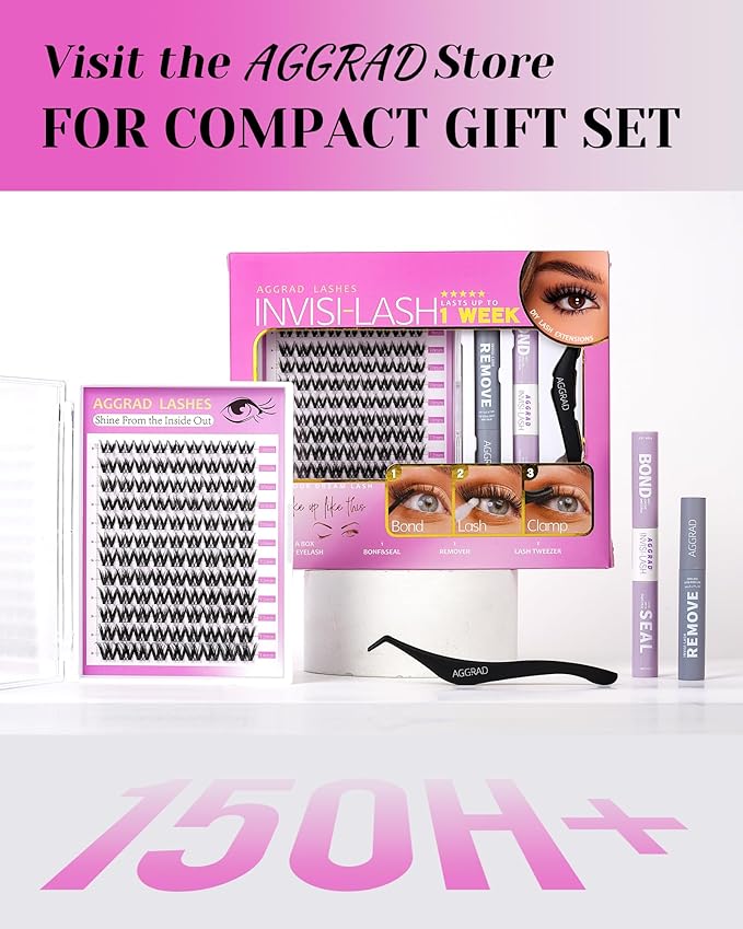 Flora Lash Clusters Kit Short 8-14mm Wispy Eyelashes Cluster Extension Kit D Curl Individual DIY False Lash Extension Spiky Cat Eye Lashes Fake Eyelashes Clusters with 0.03mm Ultra-Thin Wide Band