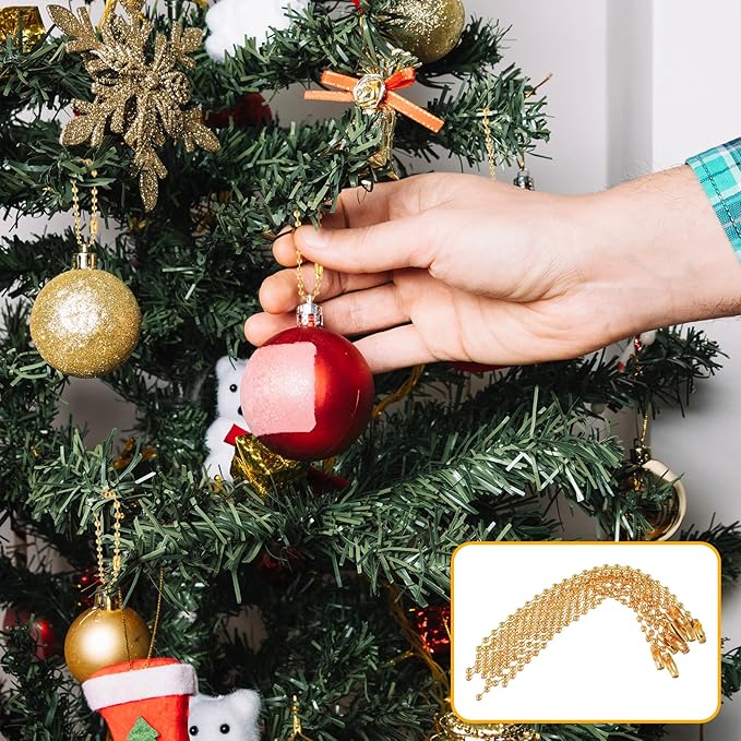 15 PCS Gold Ball Chain 3.9 Inch Bead Extension Keychain Cord with Connector Clasp Ball Chain Connectors for Art, Handmade, DIY