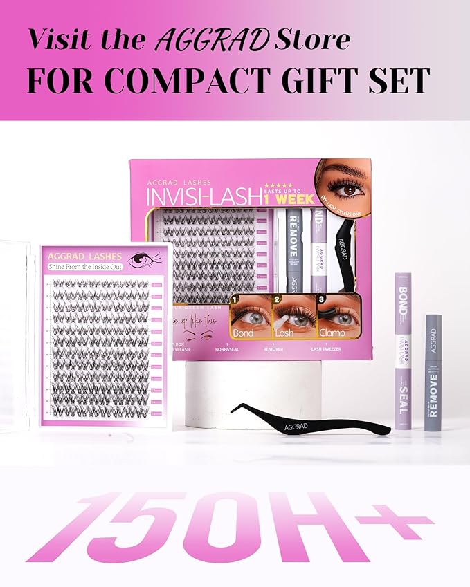 Venus Lash Clusters Kit Short 8-14mm Wispy Natural Cluster Lashes Kit D Curl Fake Lashes Eyelash Clusters Kit DIY Individual Eyelash Extension Kit with 0.03mm Ultra-Thin Invisible Wide Lash Band