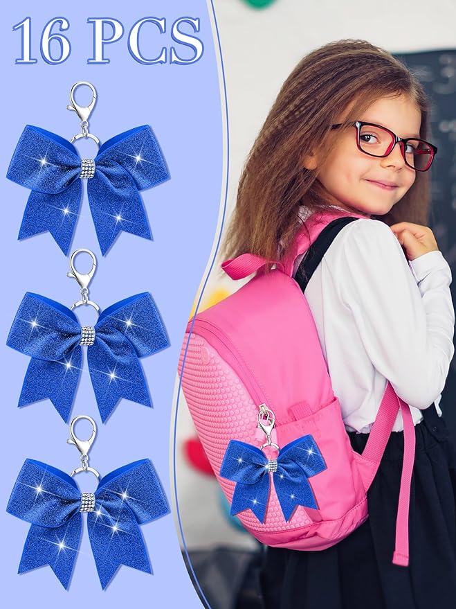 Tondiamo Cheer Bow Keychain Cheer Keychain with Rhinestones Cheerleader Keyrings for Teen Cheerleading Sports Accessory