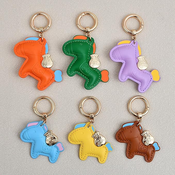 Lucky Pony Keychain Bag Charm, Elegant Leather Horse Accessories Cute Keychains for Women Gift