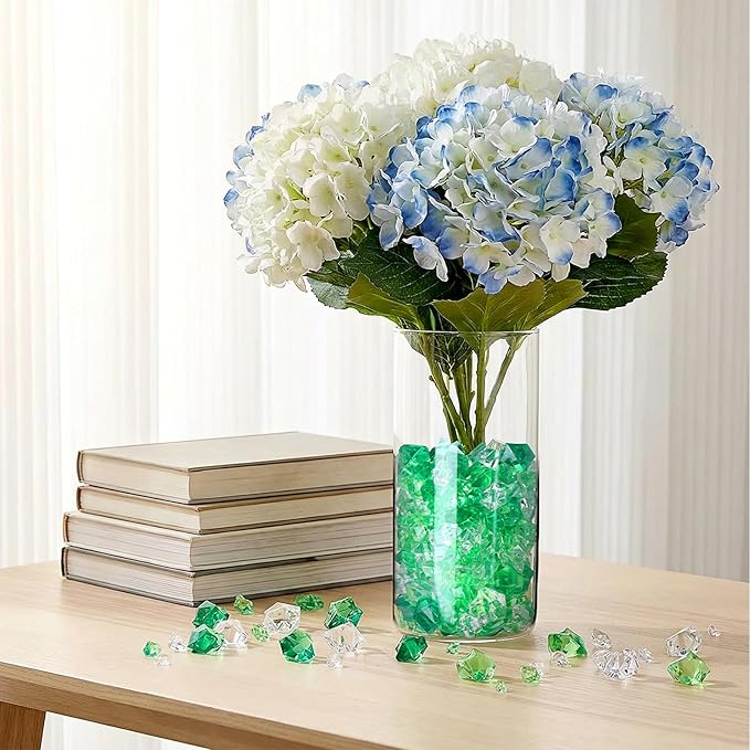 Syhood 570 Pcs 5 Sizes St Patricks Day Green and Clear Fake Crushed Ice Rocks Irish Acrylic Diamonds Plastic Gemstones Treasure Crystal Gems for Vase Fillers Table Scatter Centerpieces Decoration