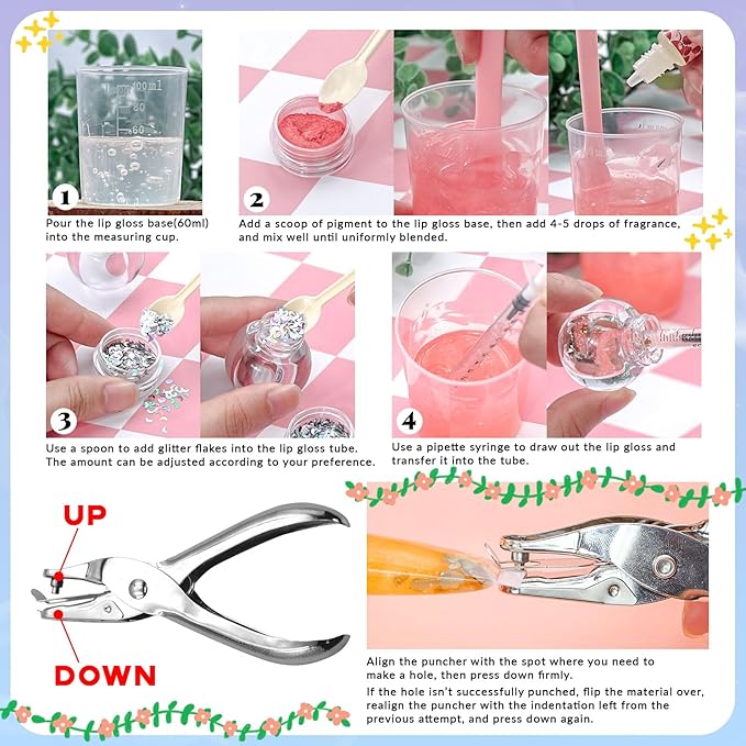 WhizToys DIY Lip Gloss Making Kit - Make Your Own Lip Glosses Set Clear Base Lipgloss Keychain Making Kit,Cute Stuff Birthday Christmas Gift for Her