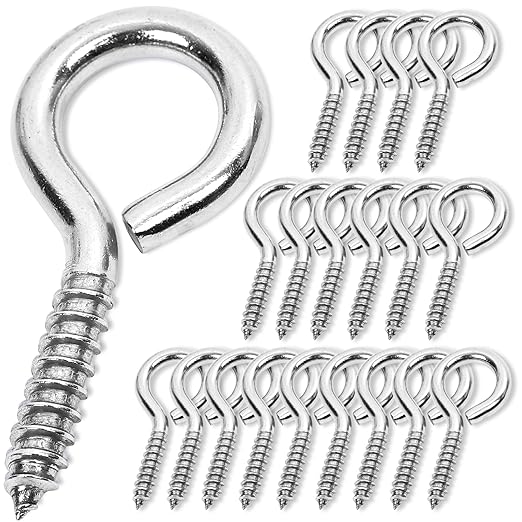 20PCS 2.5 inches Screw Eyes M6 304 Stainless Steel Eye Screws, Heavy Duty Screw, Eye Hooks Screw Eye Bolts Eye Hooks Screw, Indoor & Outdoor Uses (20, M6-2.5inch)