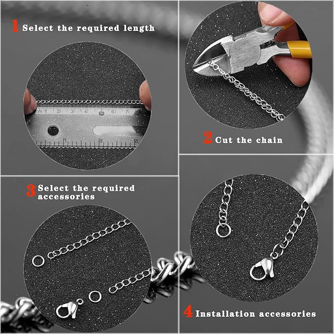 55ft Cable Link Chain for Jewelry Making,Stainless Steel O-Shaped Chain with 100 Pcs Jump Rings and Lobster Clasps,Silver Plated Necklace Chains for jewellery DIY Craft Supplies Findings (0.5*2*2.5mm)