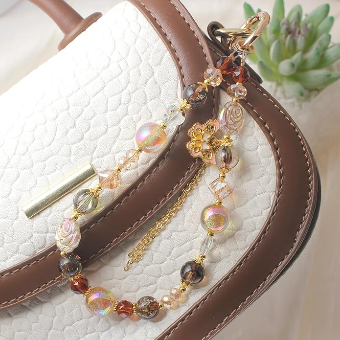 Beaded Phone Wrist Strap,Crystal Keychain Wristlet,Camera Strap Wrist,Cute Phone Chain Wristlet Purse Bag Charms