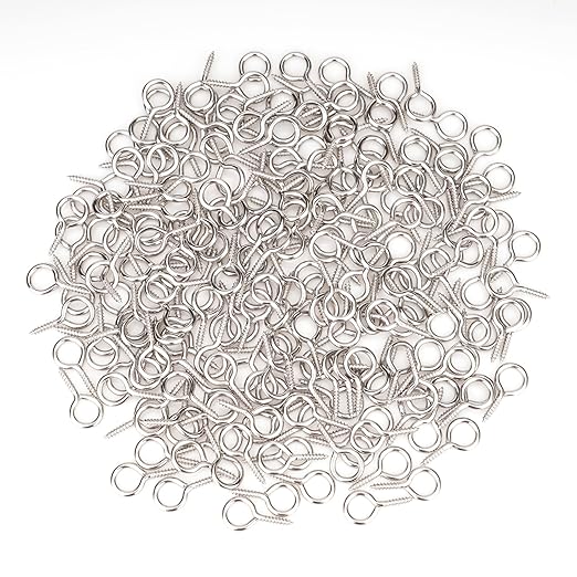 Aovchei Eye Screws, 120Pcs 0.67 inches 304 Stainless Steel Screw Hooks, Rust-Resistant Self Tapping Eyelet Bolts for Wood, Securing Cables Wires, Indoor & Outdoor for Hanging Artwork
