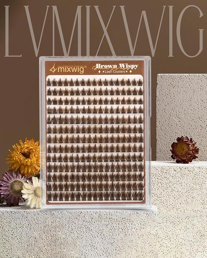 Brown Lash Clusters Wispy Eyelash Clusters 10-14MM Short Spiky Cluster Eyelash Extensions Natural Cluster Lashes Dark Brown Individual Lashes D Curly DIY Lash Extension by Lvmixwig