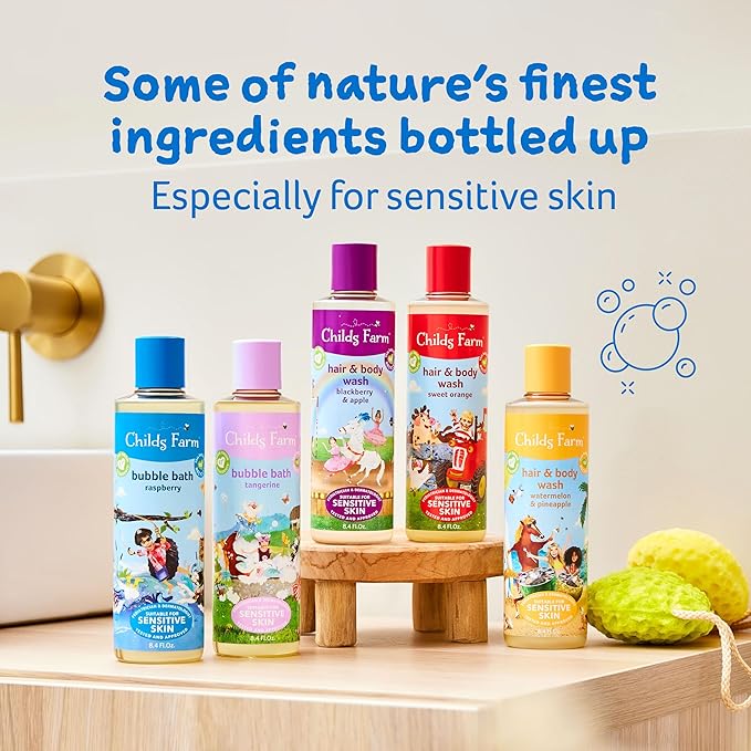 Childs Farm, Kids Hair & Body Wash for Dry, Sensitive Skin, Organic Sweet Orange, Gently Cleanses, Vegan, Cruelty-Free, 8.4 Fl Oz