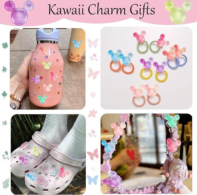 49Pcs Cute Slime Charms Bulk Set – Kawaii Accessories Flatback Resin Charms for Crafts, Mini Resin Animals Embellishments for Nail,Phone Junk Cases, Hairpins Scrapbooking& DIY Decoration (Gradient)