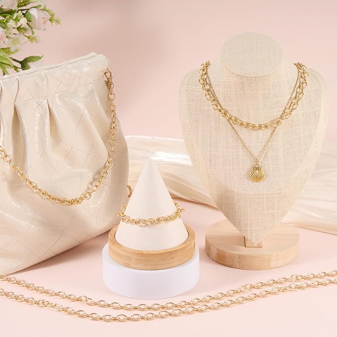 BORUINIE 33 Feet Gold Rolo Chains Aluminum Oval Link Chain Roll Bulk for DIY Jewelry Making