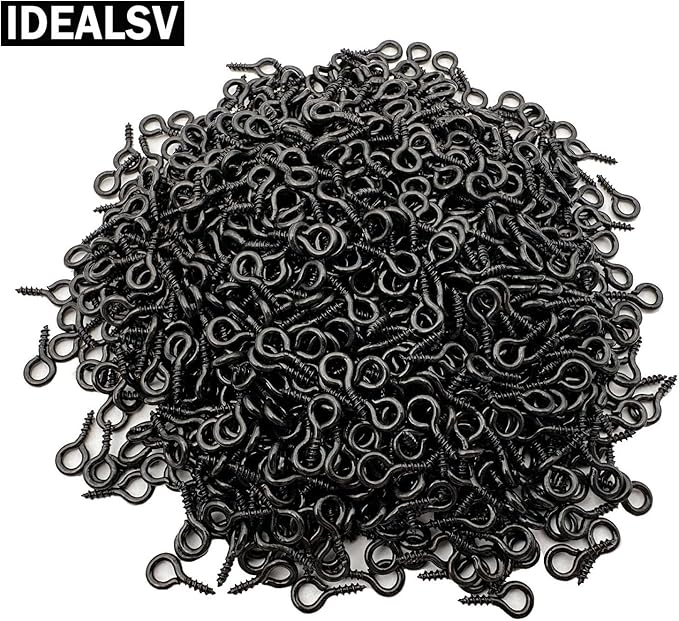 Black 1000 Pcs Small Screw Eye Pins Jewelry Making Eyelet Hook for Craft 10 x 5mm