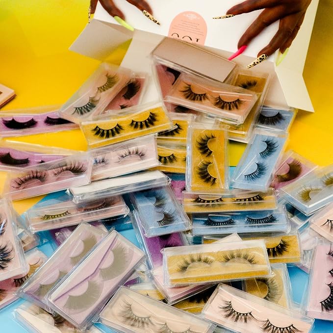Wholesale Mixed Lashes Pack 3D Faux Mink Eyelashes 5 Style 100 Pairs Fluffy Volume Natural Charming Look Medium Length Eyelashes Cotton Band Handmade Reusable Soft False Eyelashes (5 styles-100 pairs)