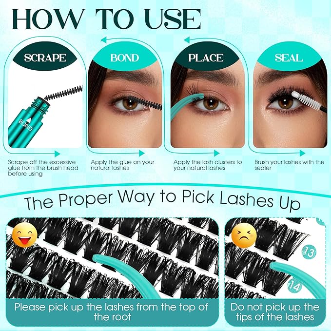 Lash Clusters GEMERRY 280pcs Clusters Lashes D Curl Soft&Natural Individual Lashes Cluster Eyelash Clusters DIY Lash Extensions at Home๏ผ40P-10-18mm)