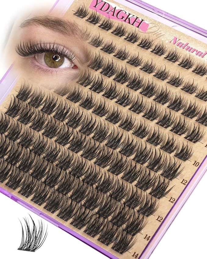Natural Lash Clusters Short Eyelash Cluster Extensions Spiky 8-14mm Wispy Eyelash Clusters C Curly Mink Silk Lash Extension Soft Ultra-Thin Band Individuals Eyelash Extension DIY Lashes at home