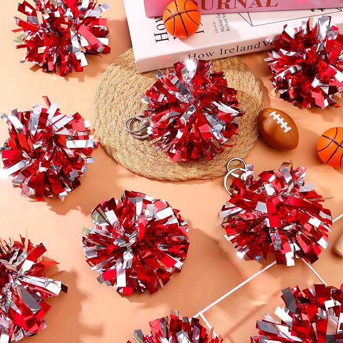24 Pcs Cheer Pom Pom Keychain Cheerleader Gift Cheering Keyring Camp Team Gift