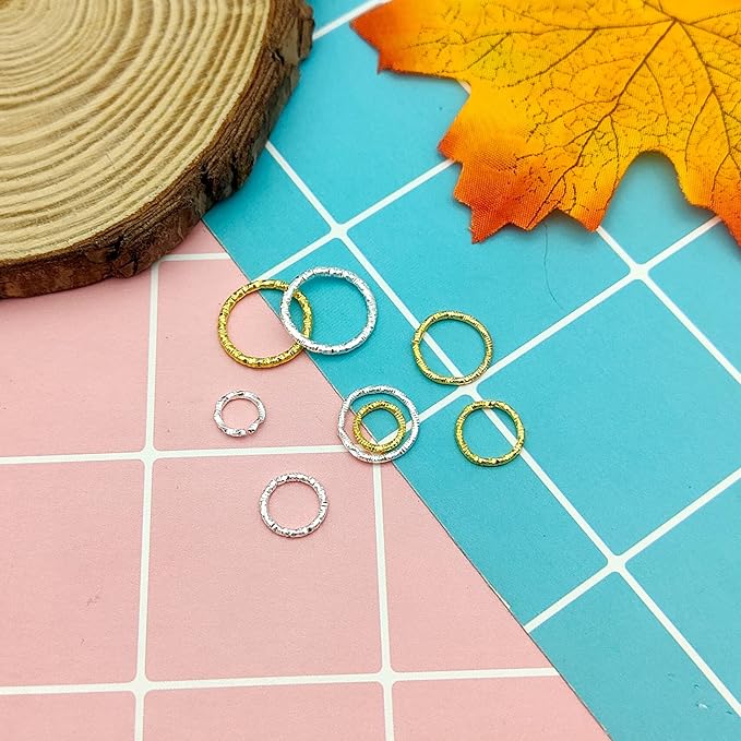 600Pcs Twisted Gold Linking Open Jump Rings, 8/10/12/15mm O Rings Connectors Jewelry Findings Circle Frames for Making DIY Earrings Bracelet Necklace Keychain Pendants Crafts(Gold/Sliver)