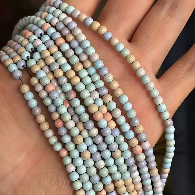 MJDCB Natural Stone Beads 4mm 85pcs Round Rainbow Stone Loose Gemstone Bead Charms for Jewelry Making Bracelet Necklace Earring Pendant