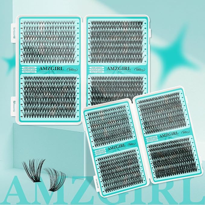 Lash Clusters 4 Style Cluster Lashes 640PCS Eyelash Extension 30D+40D+50D+60D Individual Lashes DIY Lash Extension Natural Black Cluster Eyelash Extensions at Home for Beginners(D-Mix9-16mm)