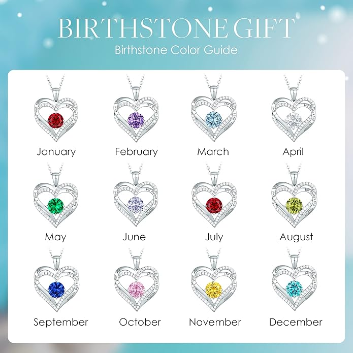 CDE Forever Love Heart Necklaces for Women, Wedding Anniversary, Birthday Mothers Day Christmas Day Gifts for Mom, Mother, Wife, friend, S925 Silver Jewelry with Birthstone Pendant