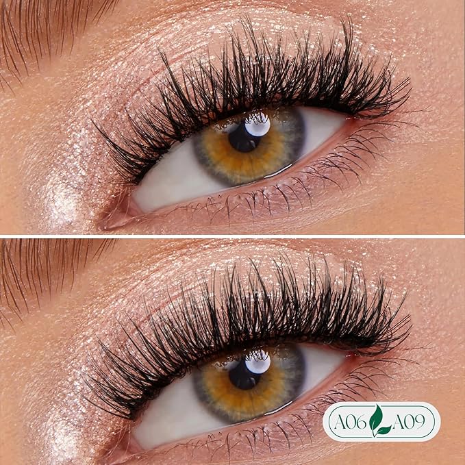 KEYYOU Reusable Magnetic Eyelashes 2 Pair with Applicator No Glue Needed 3D Natural Magnetic Lashes, Easy to Apply & Long Lasting for Daily Use & Events(A06+A09)