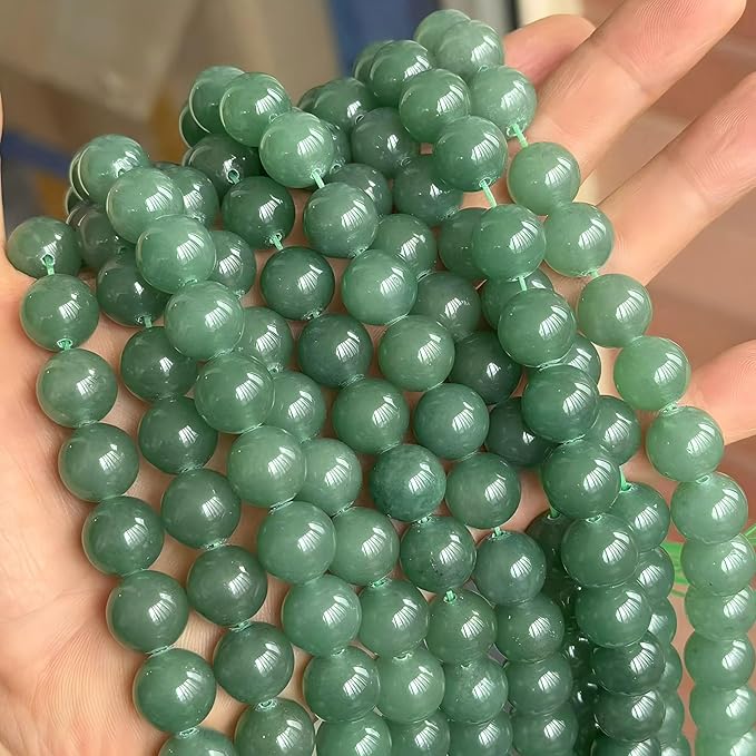 MJDCB Natural Stone Beads Green Aventurine Round Loose Beads for Jewelry Making DIY Bracelet Necklace (12mm)