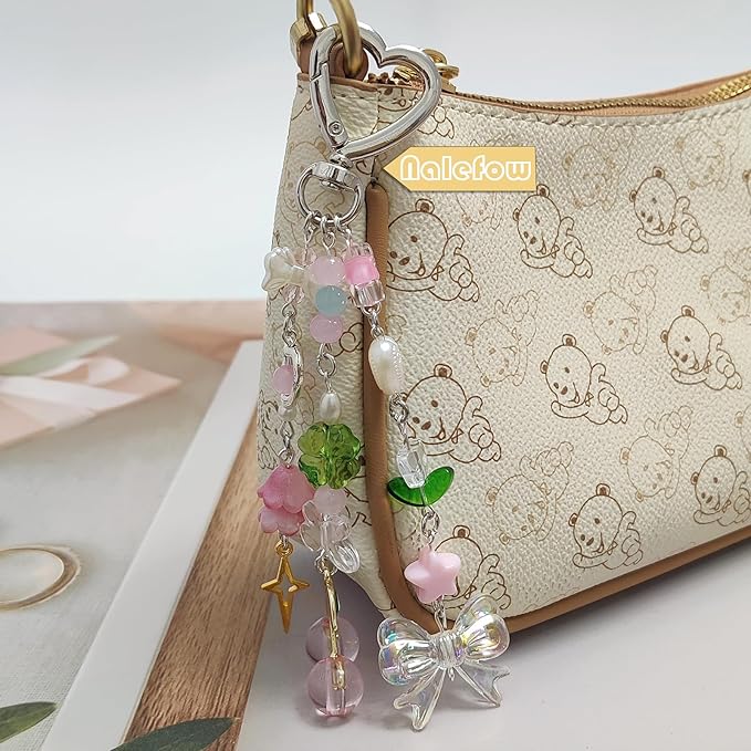 Keychain Bag Accessories Cute Cherry Strawberry Flower Keychains Accessories Decor for Keys Bags Purses Gift