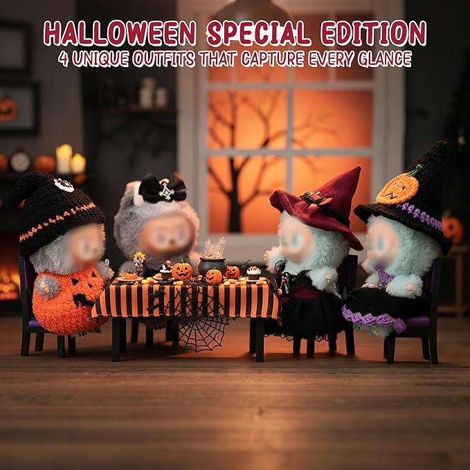 Clothes for LA BUBU 17cm Doll (NO Doll), Outfit for LA BUBU, 2-Piece Little Witch Set (Hat & Dress) for LABUBU Dress Up, Costume Accessories, Red