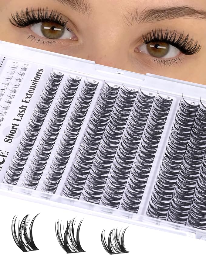 ALICE Flaunt Lash Clusters Natural Wispy Lash Extensions Short Volume 10-14mm Cluster Eyelash Extensions Thin Band Individual Lashes with Spiky Bottom Lashes