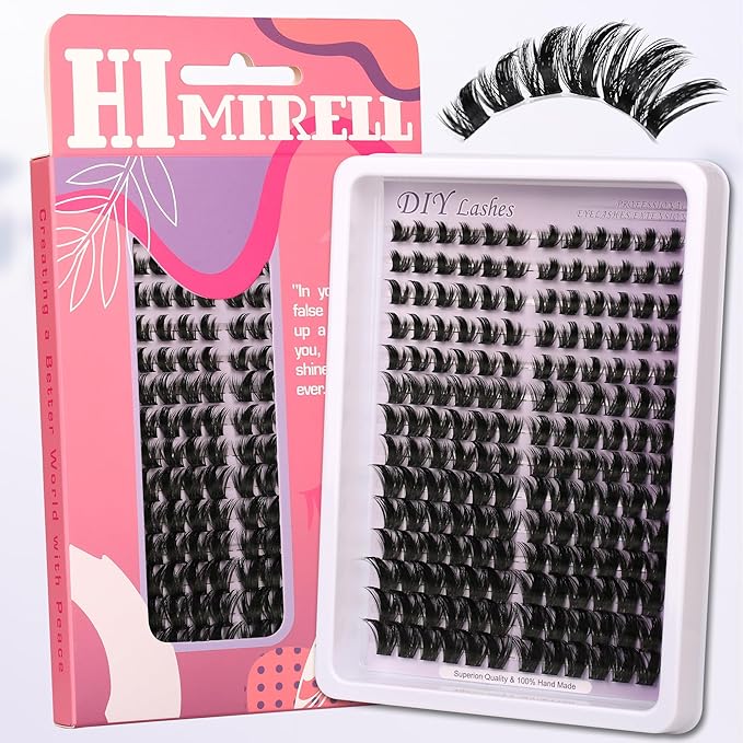 Himirell Lash Clusters Spiky Eyelash Extensions Wispy Individual Lashes Manga Eyelash Individuals 168 Pcs CC-Curly Cluster Eyelash Extensions 8-16MM Mixed DIY Lash Extensions