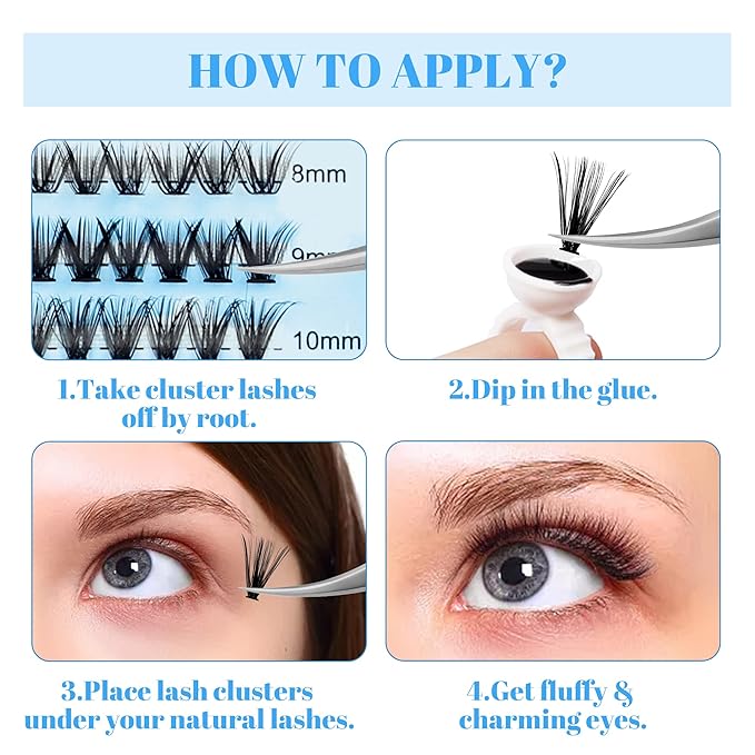 Individual Lashes GEMERRY 280pcs Large Tray 0.07mm Lash Clusters 30D 8-16 MIX D Curl Cluster Lashes Soft &Natural Individual Lashes Cluster Reusable DIY Eyelash Extensions