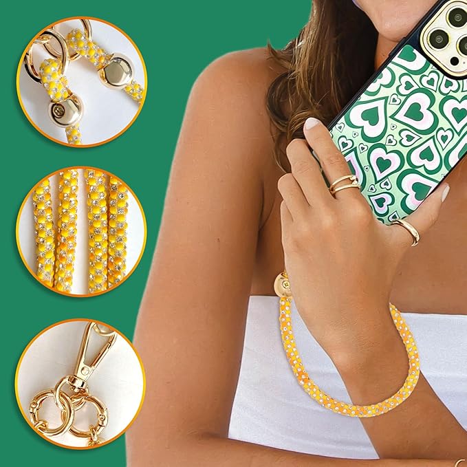 Crystal Phone Strap Crossbody and Wrist Lanyard, Anti Theft Layered & Wrist Strap Cell Phone Neck for Women