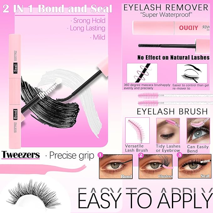 YIDUO Lash Clusters Kit 6 Styles Bulk Packs Eyelash Extensions Volume/Manga/ultra/Dramatic with pikes Bottom Lashes Clusters Kit 5-20mm Wispy D Curl Individual Fake Eyelashes Kit DIY at Home Easily