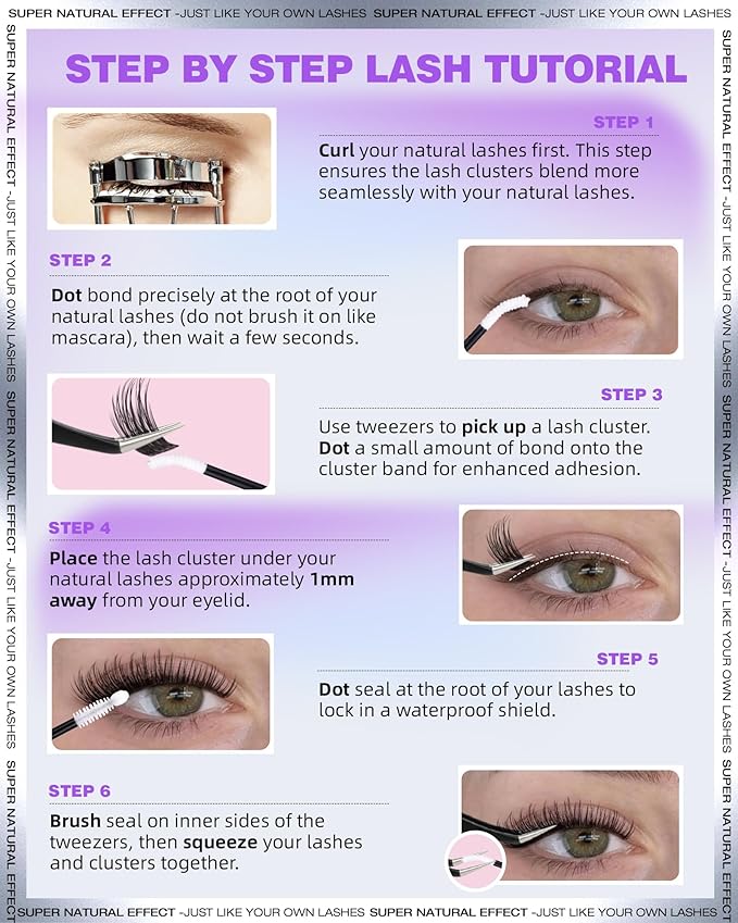 EYDEVRO Wispy Lash Clusters kit Eyelash Clusters Kit Natural Cluster Eyelash Extensions 10-16mm D Curl Cluster Lashes Salon-quality DIY Lash Extensions Kit at Home Lash Bond and Seal, Tweezers, Brush