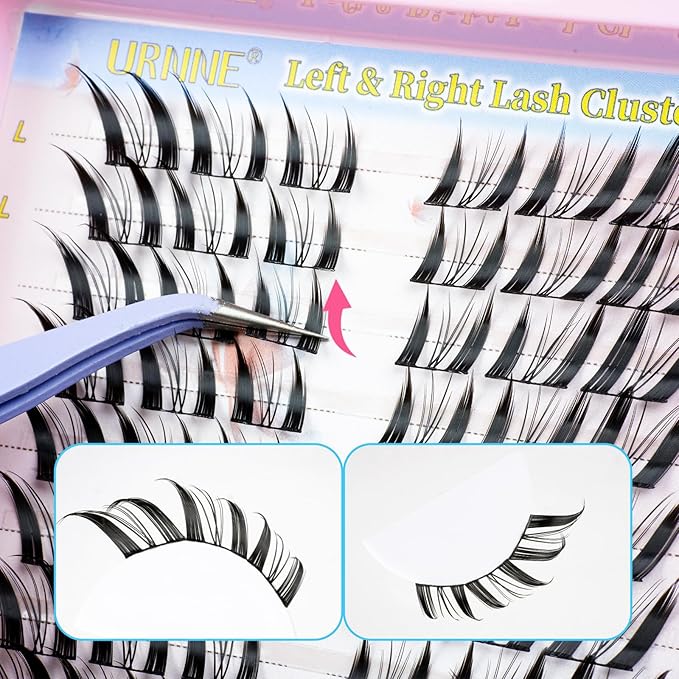 URNNE Manga Lashes Natural Look Cluster Lashes Anime Lashes Faux Mink Lashes Wispy Fluffy Eyelashes Spiky C Curl Individual Cluster (Wispy03)