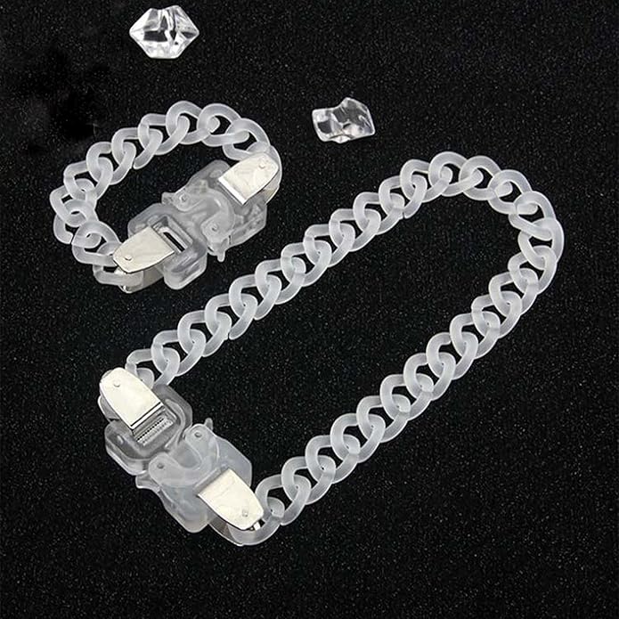 YERTTER Gothic Hip Hop Grunge Statement Transparent Acrylic Chunky Chain Buckle Neck Collar Jewelry Choker Bracelet for Men and Women