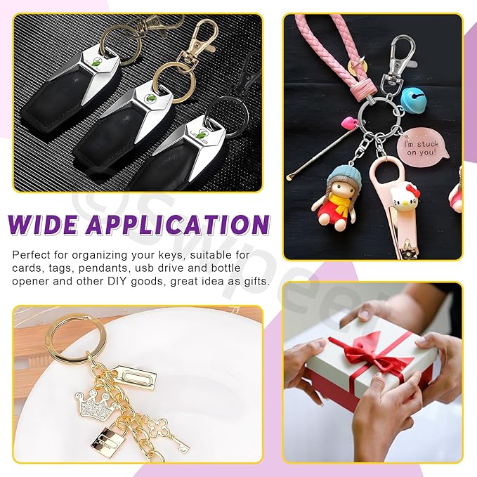 Swpeet 125Pcs Bronze Keychain Making Set, 25Pcs Swivel Lanyard Snap Hook, 25P Keychain Ring, 25P Extender Chains, 50P Open Jump Rings, Swivel Lobster Clasps, Keychains Clips