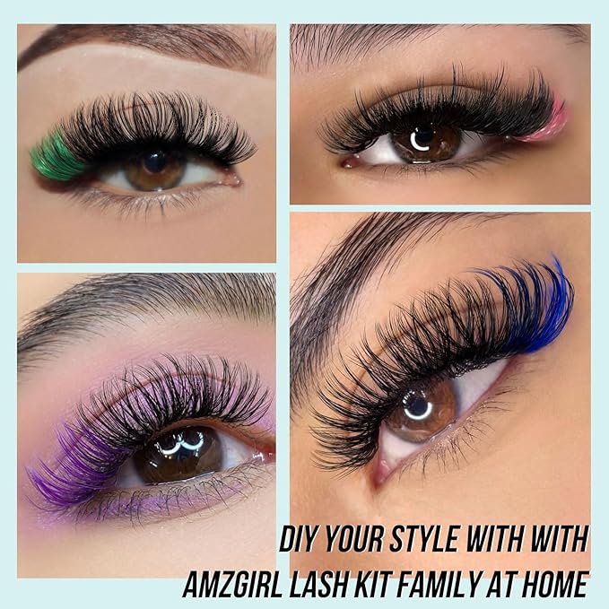 Lash Clusters Kit 320Pcs,40D Eyelash Extension Kit,Lash Bond and Seal Waterproof,Lash Remover for Colorful Individual Cluster Lashes Kit,Lash Applicator Tool for DIY Lash Extension Kit(D-Mix9-16mmKit)