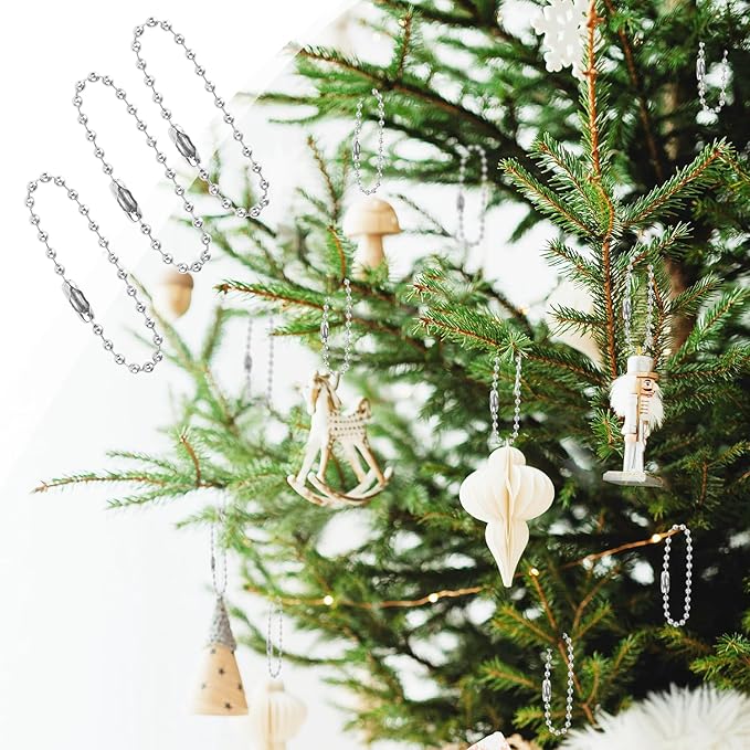 Yuntop 200 Pcs Silver 3.9 Inch / 10 cm Stainless Steel Ball Bead Chain with Locking Clasp for Jewelry Making, DIY Crafts, Hanging Christmas Decoration