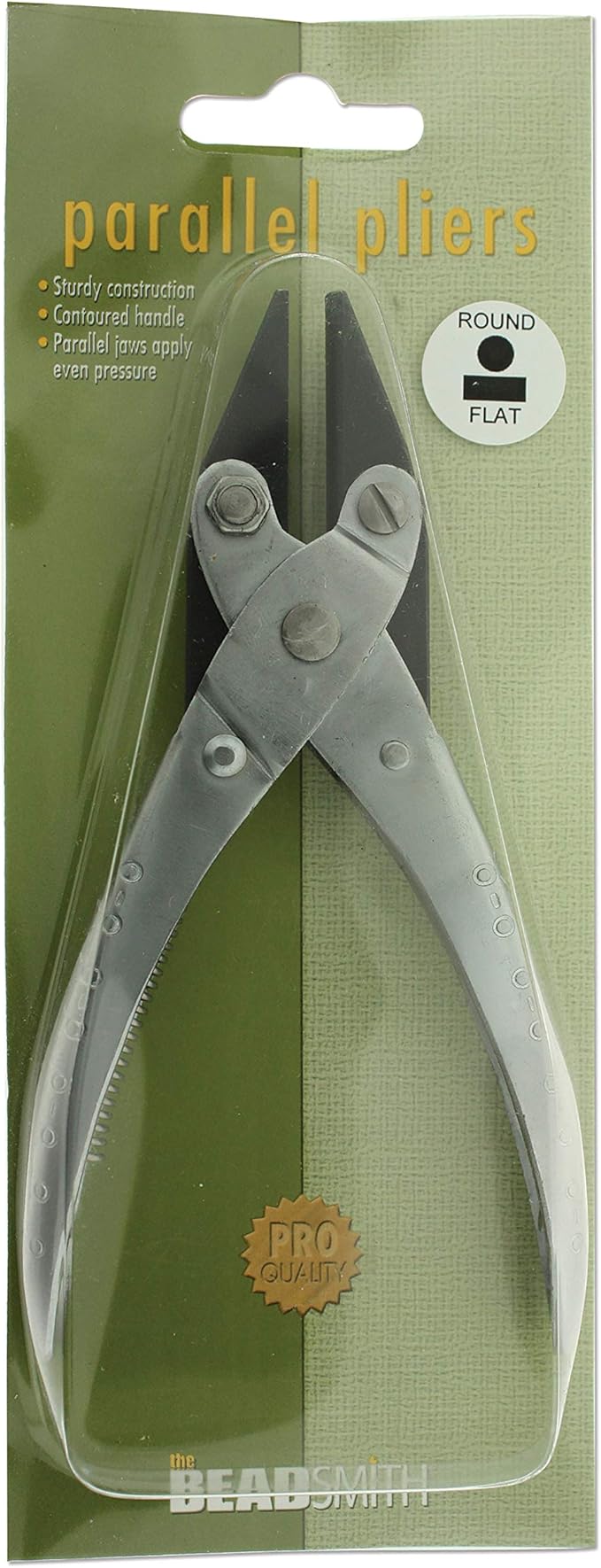 The Beadsmith Half Round/Flat Nose Parallel Pliers, 5.5 inches (140mm) Steel tool for jewelry making, with spring
