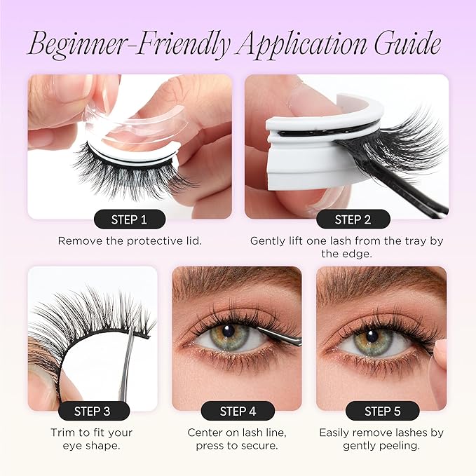 BEYELIAN Manga Lashes Self Adhesive Eyelashes Natural Look Anime Lashes Wispy Spiky 3D Volume Eyelashes Korean Japanese Asian Cosplay Fake Eyelashes CS121