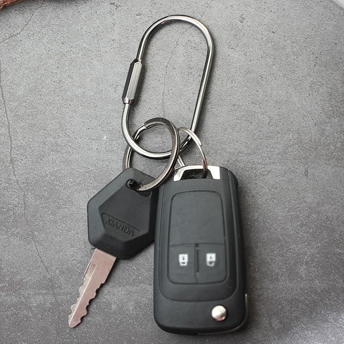 Locking Key Rings,Carabiner Keychain Clip for Keys,Purse Bag Charms Holder for Handbags,Screw Lock Key Organizer,Brass