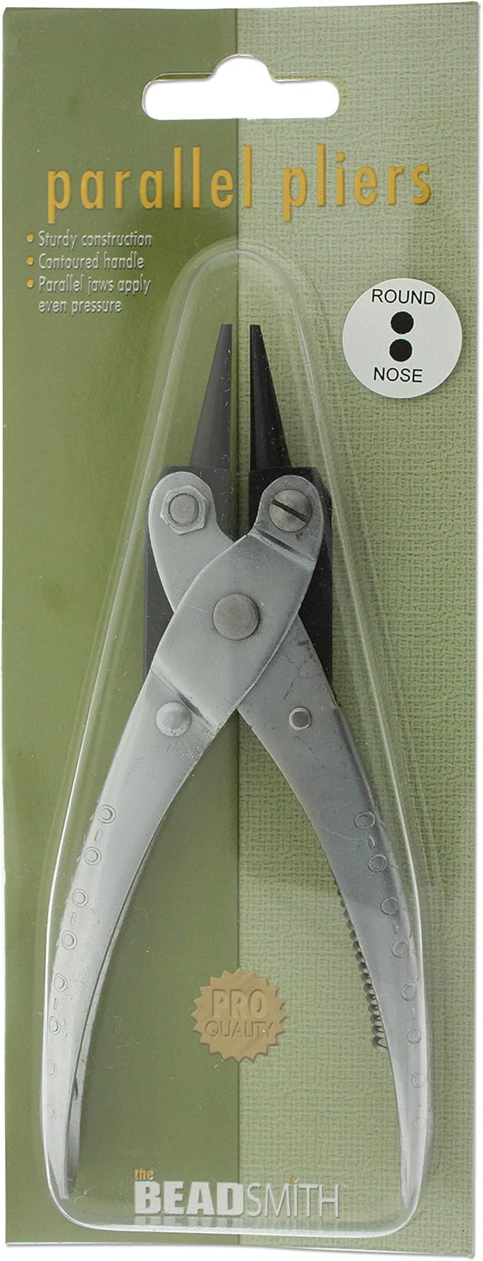 The Beadsmith Round Nose Parallel Pliers, 5.5 inches (140mm), Steel tool for jewelry making, with spring