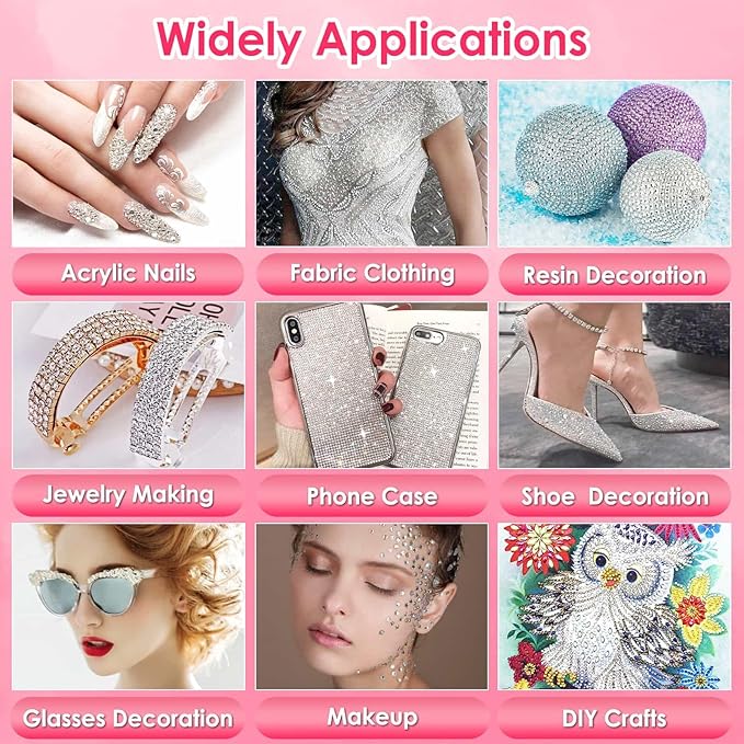 B7000 Glue Clear with Precision Tip, 4 Pcs 25mL Jewelry Bead Gem Tac Glue, Bedazzling Adhesive with Clear Rhinestones, Dotting Pen Tool for Jewelry Making Clothe Fabric Shoes DIY Crafts Nail Art