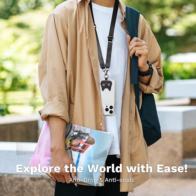 Anti-Theft Phone Strap, Adjustable Crossbody & Wrist Lanyard, Universal Tether Tab (2-Pack) for Secure Hands