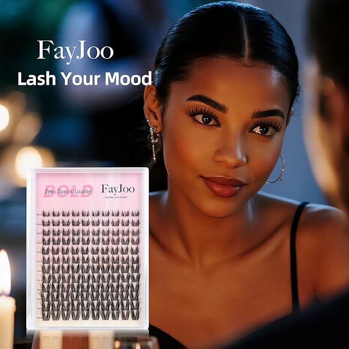 Dramatic Volume Lash Clusters, 0.05mm Thin Band 8-18mm C Curl, DIY Lash Extension Reusable, FayJoo BOLDEE 11 Lash Only