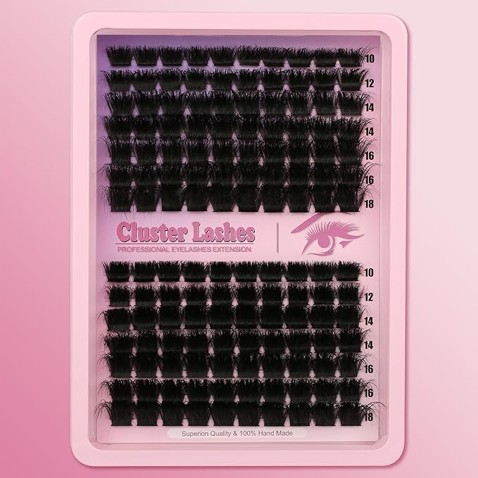 D Curl Lash Clusters Extensions 140 Pcs Individual Eye lash Clusters 300D Cluster Eyelash Lashes Wispy Clusters Lashes Makeup at Home - DIY Lash Extension Kit for Self Application